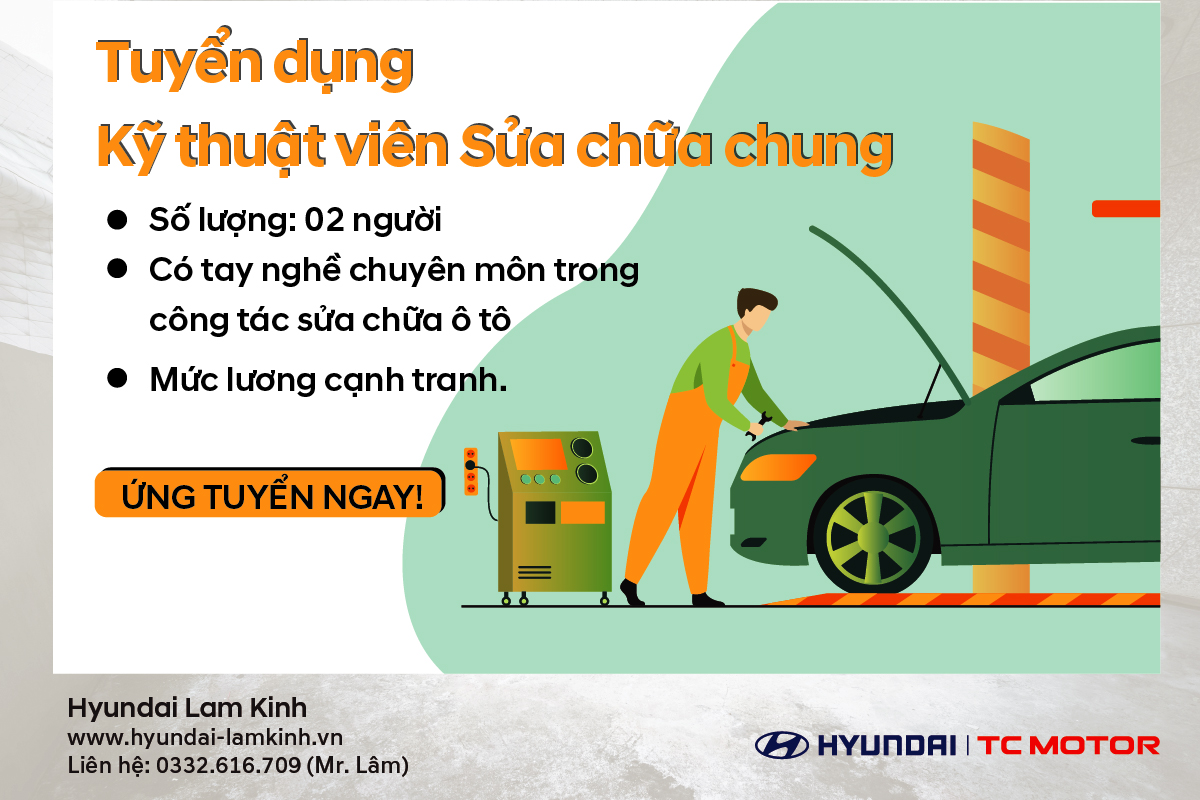 Tuyển dụng vị trí Kỹ thuật viên Sửa chữa chung