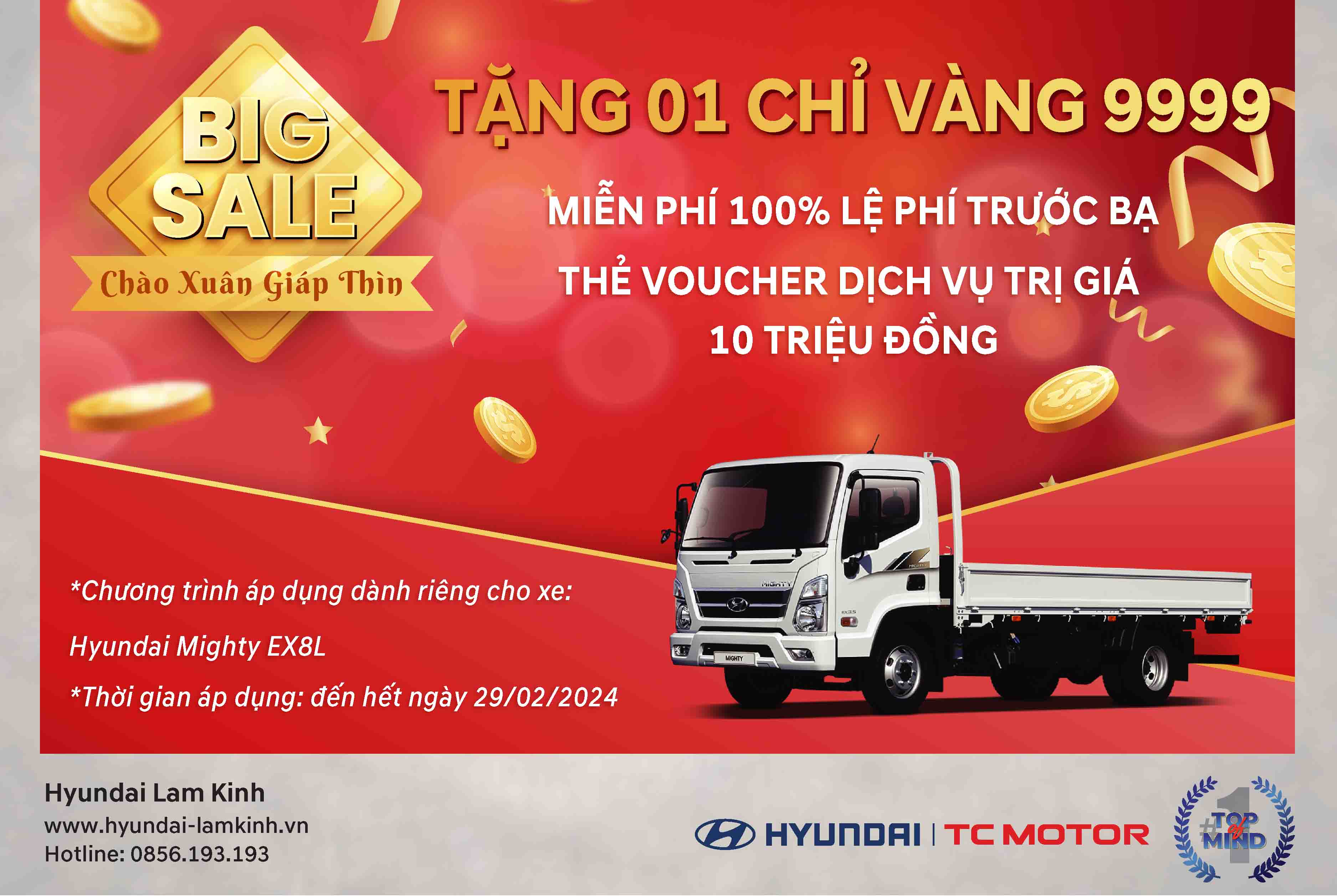 SIÊU KHUYẾN MẠI CHÀO XUÂN GIÁP THÌN 2024 - HYUNDAI MIGHTY EX8L (6,6 TẤN)